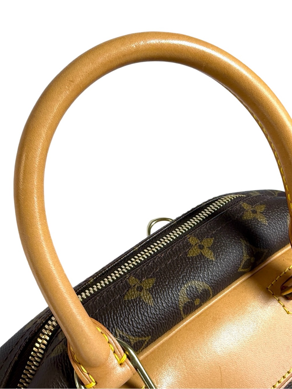 Louis Vuitton Deauville Monogram Satchel in Brown and Tan Leather Trim - Picture 7 of 16